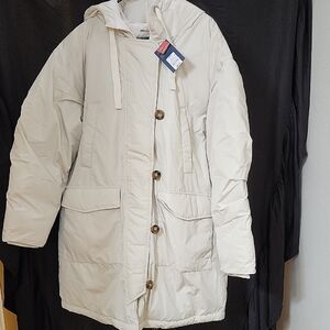 Universal Thread Women's Off-White Hooded Puffer Coat